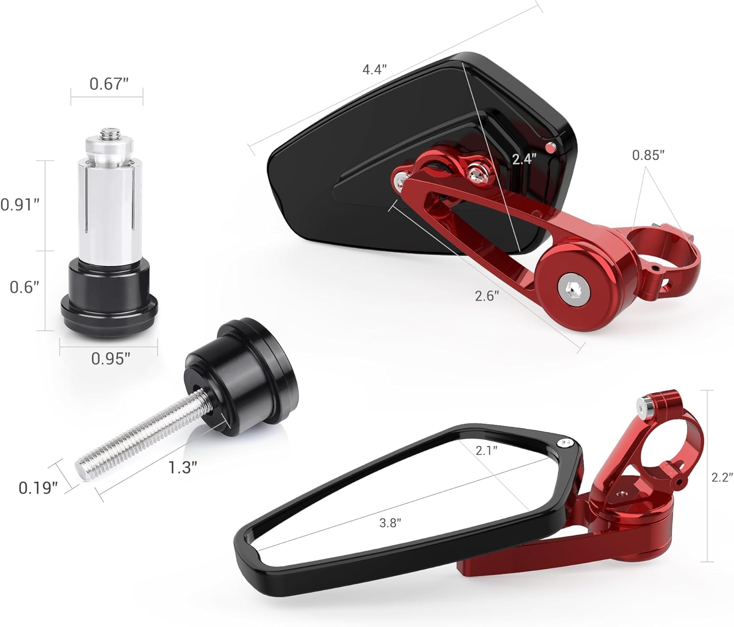MICTUNING Espejos CNC para motocicleta, espejos retrovisores de extremo de barra de 78 pulgadas (0.866 in) compatibles con la mayoría de Honda Grom,