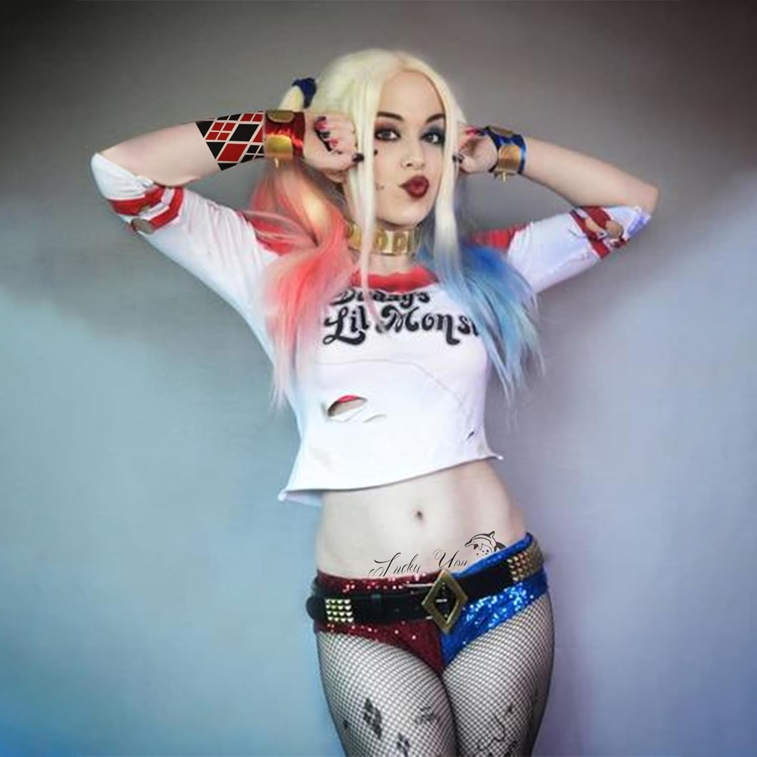 NEDEQI 16 hojas de tatuajes Joker y HQ de gran tamaño, estilo punk, impermeable, todas las versiones