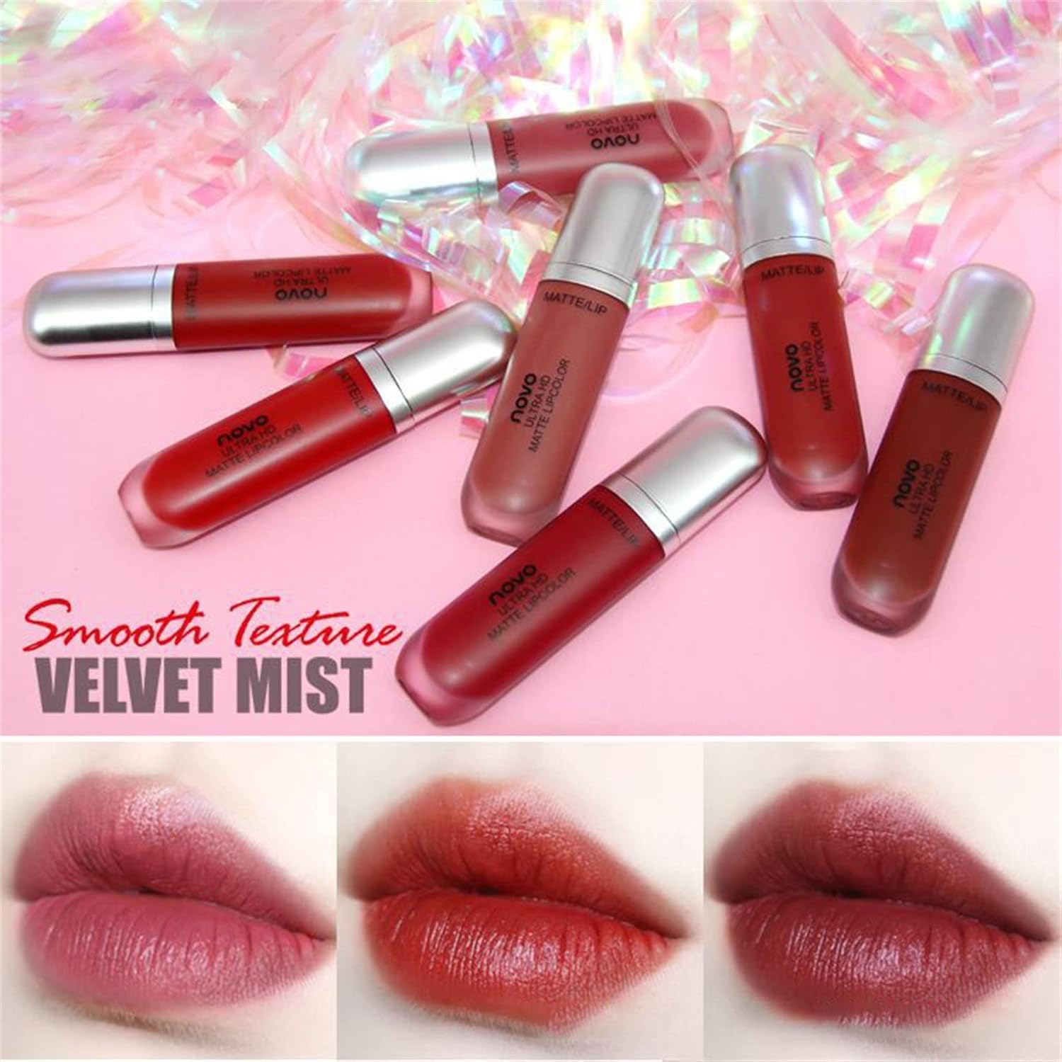 HMDABD Lápiz labial líquido de larga duración, brillo de labios, brillo de labios, juego de maquillaje para mujeres, color rojo oscuro profundo,