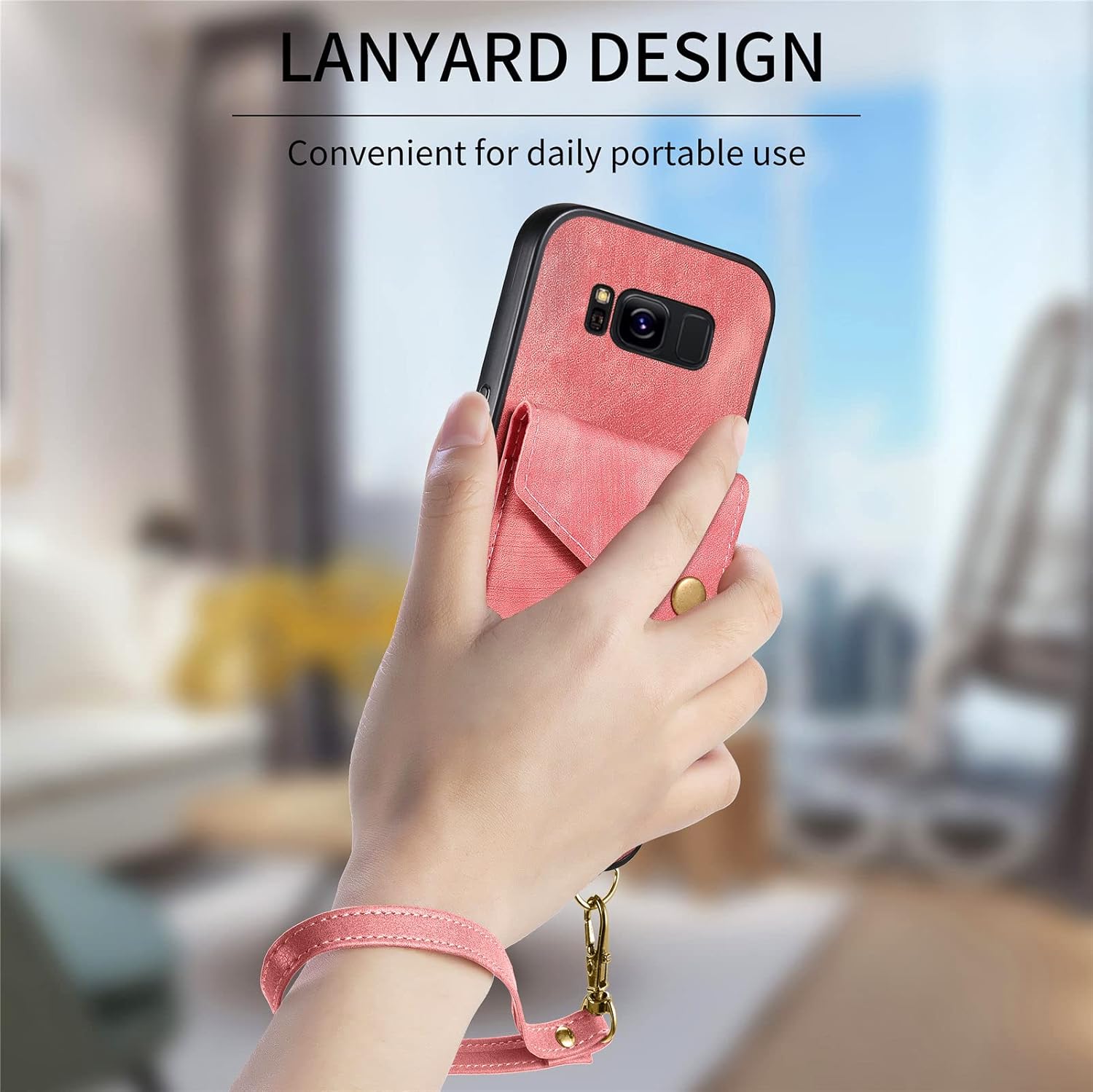 Asuwish Funda para teléfono Samsung Galaxy S8 Plus con protector de pantalla de vidrio templado y correa para la muñeca, soporte para tarjeta de