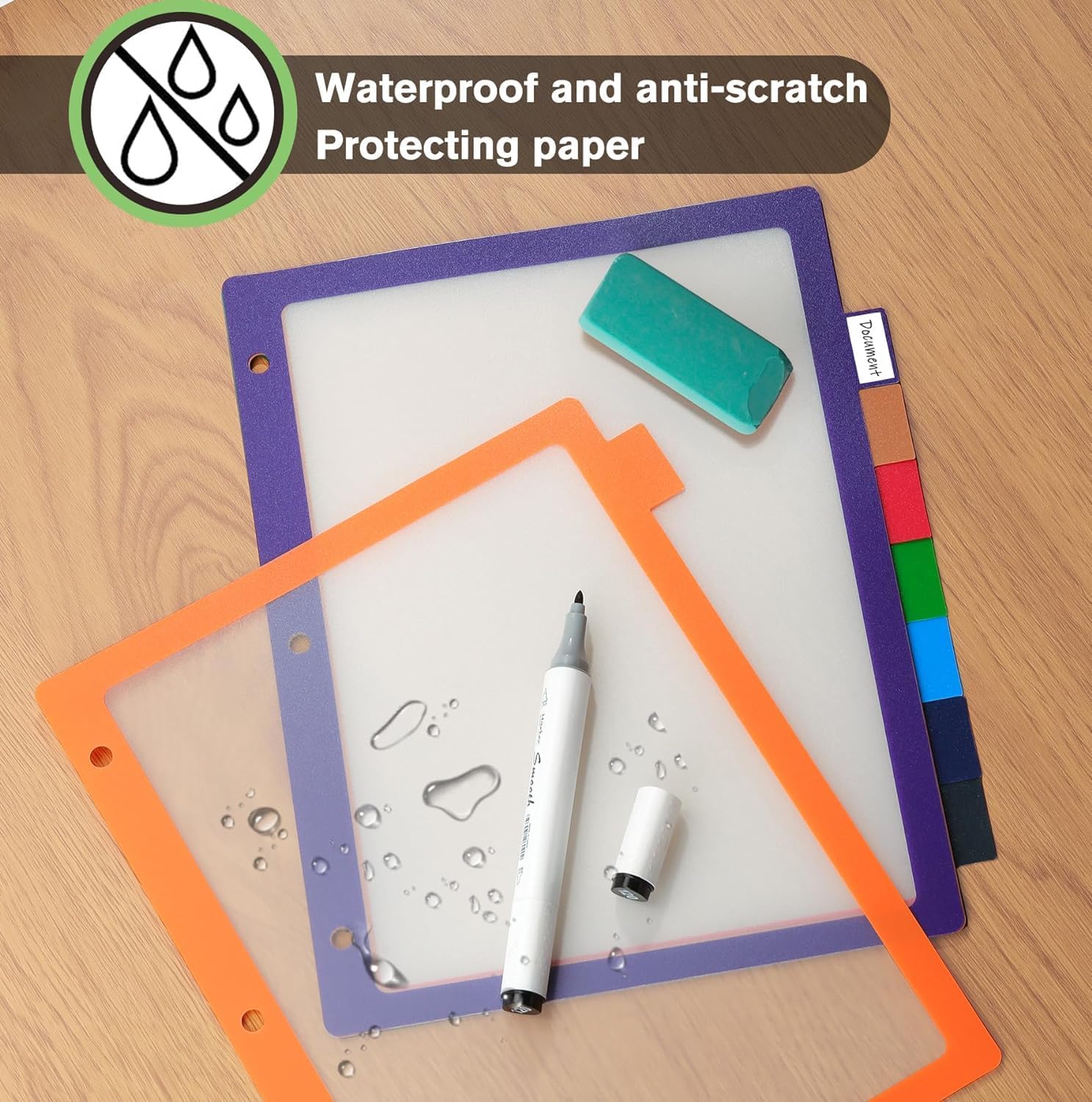 24 unidades3 juegos de 8 separadores de pestañas para carpeta de 3 anillas, 24 separadores de carpetas de 3 anillos de color transparente con