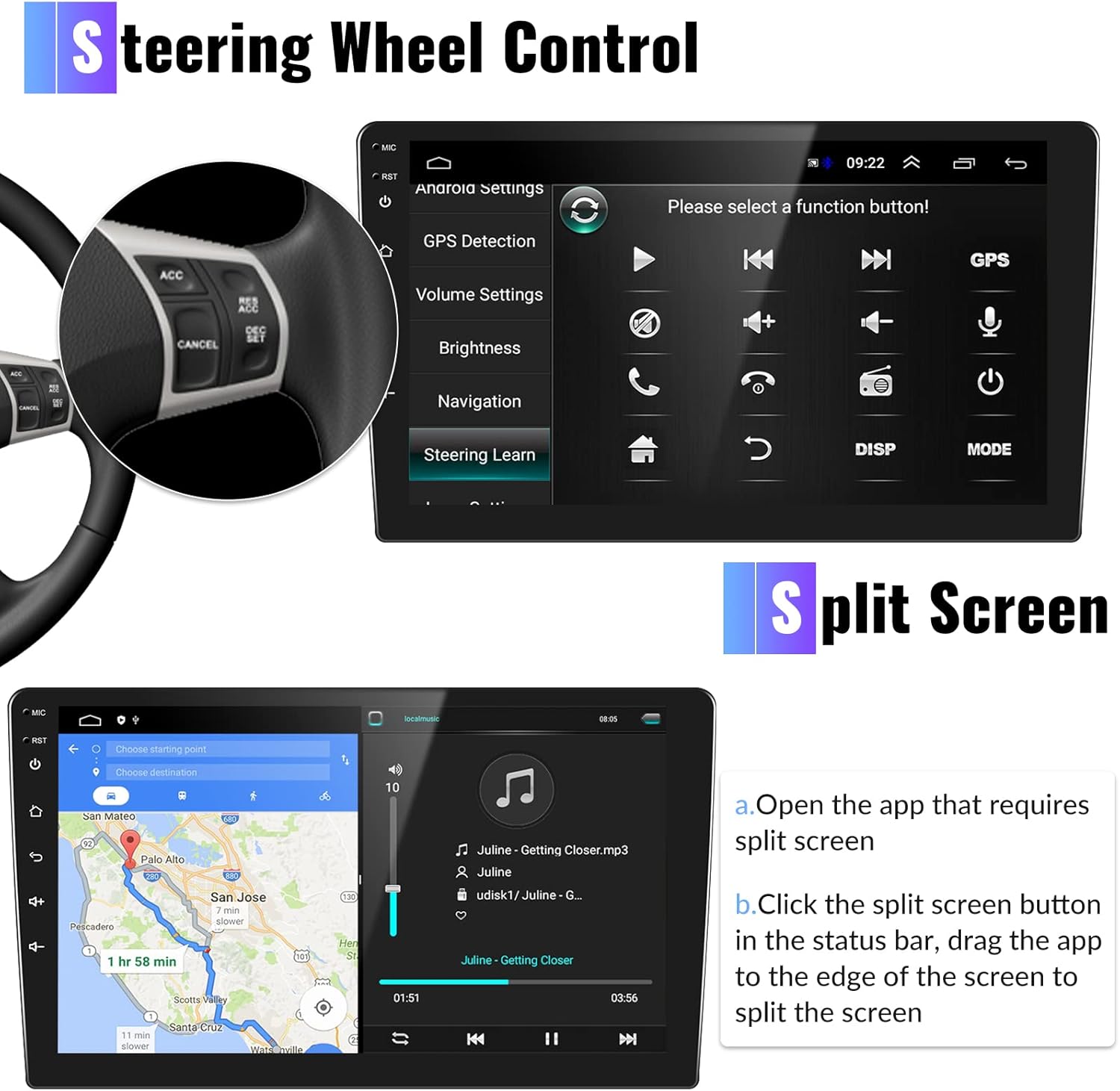Para Hyundai Elantra 2011-2013 Android 13 Estéreo de coche con Apple Carplay Android Auto, 9 pulgadas pantalla táctil Radio coche con navegación GPS