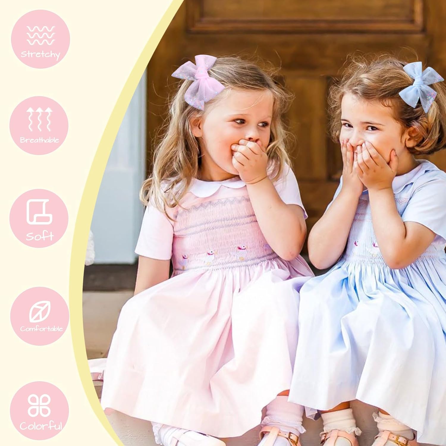 6 lazos de tul para el cabello para niñas, lazos de CN para niños pequeños con cocodrilo estrella con purpurina, pasadores coloridos para el
