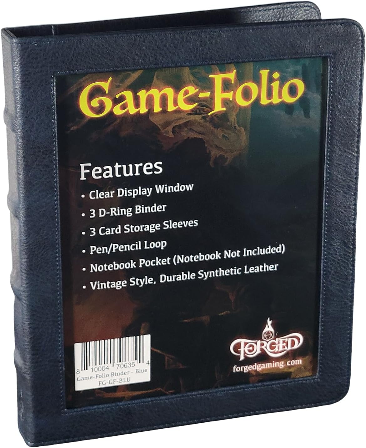 Forged Dice Co. Game-Folio – Carpeta de piel sintética, carpeta de juegos para hojas de personajes DND con organizador de tarjetas hechizas DND y