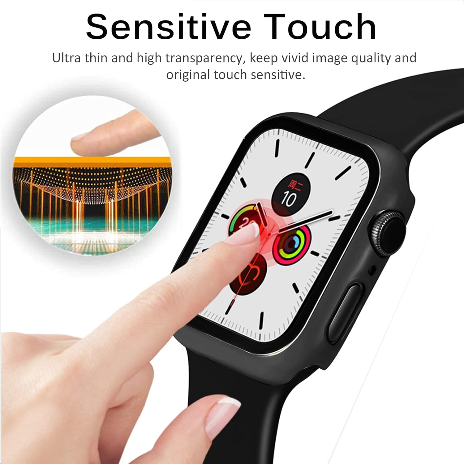 Miimall Funda compatible con Apple Watch Series 3, 2, 1 con protector de pantalla de 1.654 pulgadas, cobertura completa, antiarañazos, mate, funda