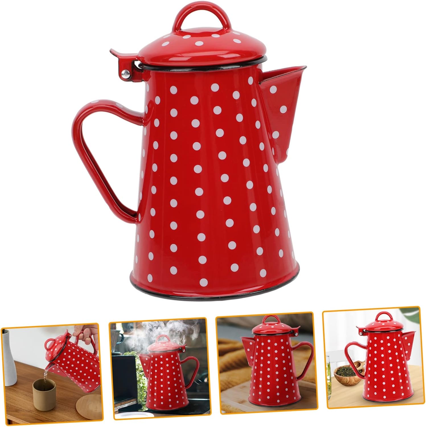 Cabilock Cafetera Expresso con mango de esmalte para cafetera expreso, hervidor de cerámica, jarras para beber, café camping