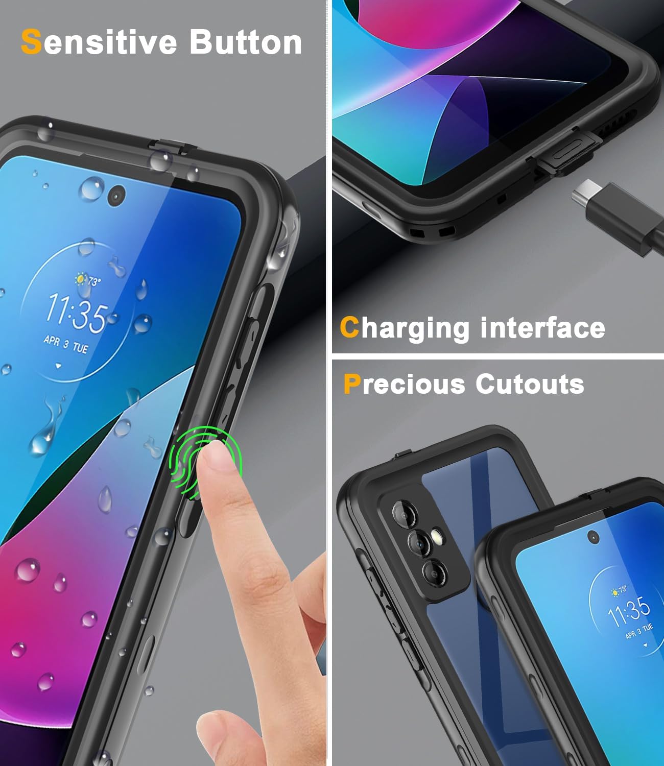 Funda impermeable para Motorola Moto G Play 2023 con protector de pantalla integrado, cuerpo completo bajo el agua, a prueba de polvo, a prueba de