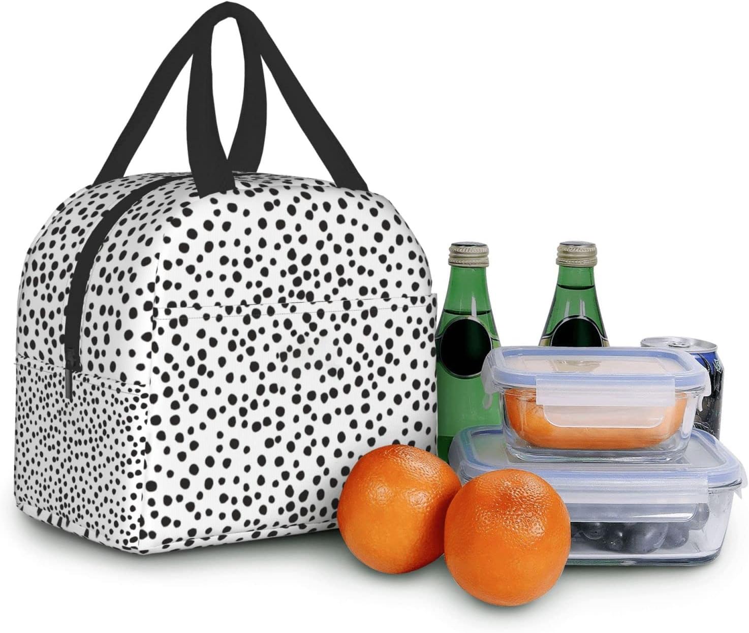 Lonchera estética de lunares para mujeres, niños, adolescentes, niñas, niños, bolsa de almuerzo aislada, reutilizable, personalizada, elegante, para