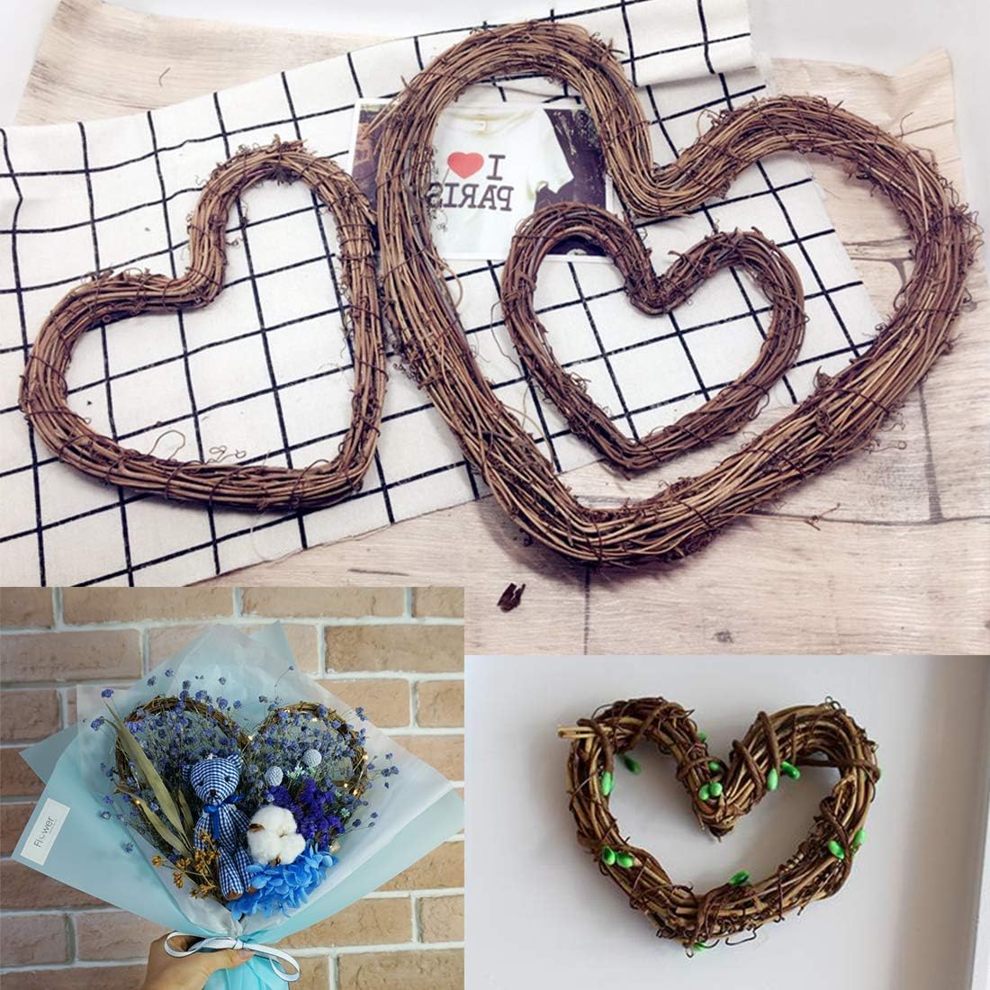 Corona de vid natural en forma de corazón, corona rústica para manualidades, corona de Navidad, guirnalda de puerta, guirnalda de boda, fiesta,