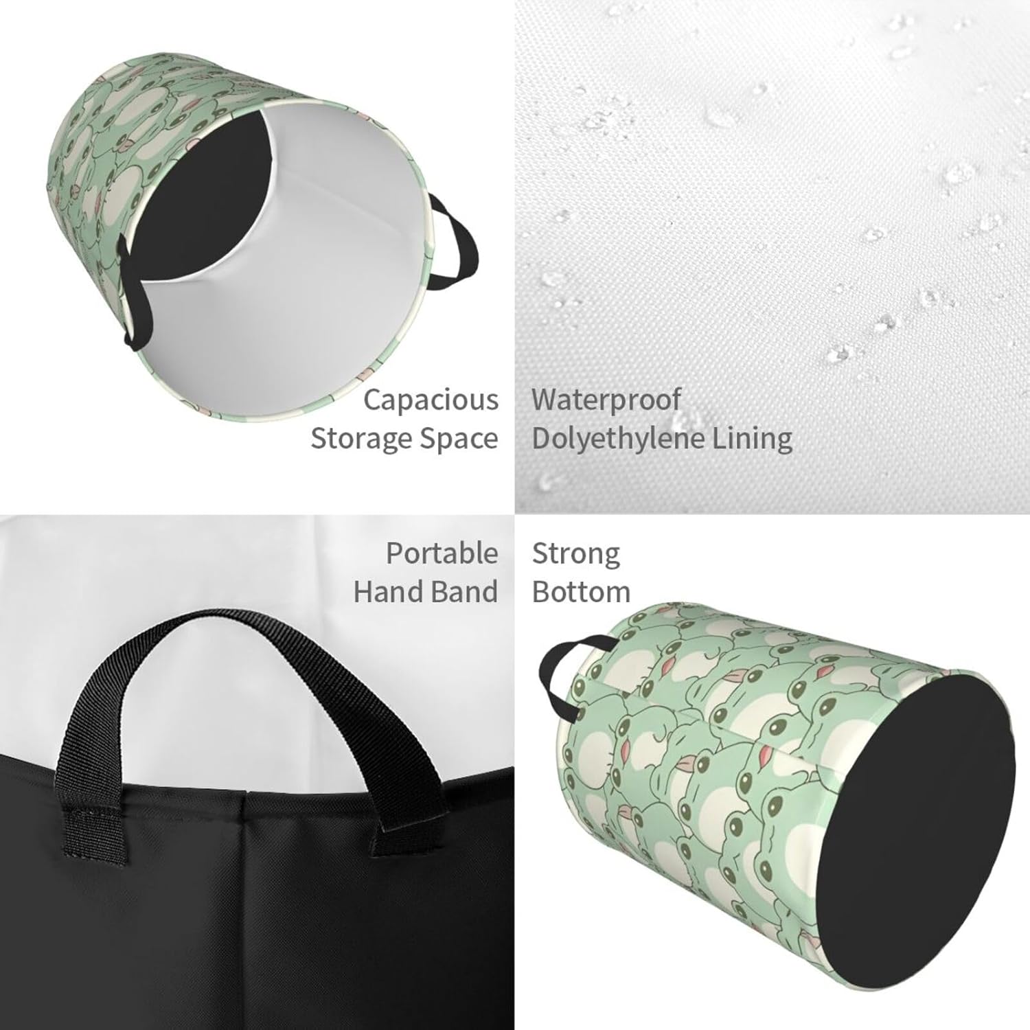 Kawaii – Cesta de ropa sucia con asa duradera, impermeable, plegable, cesta de almacenamiento circular, bolsa de ropa sucia para sala de estar,