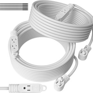 Cable de extensión de alimentación de 3 clavijas con múltiples tomacorrientes de 4 pies (paquete de 2), calibre 163, enchufe macho en ángulo de 90 Cable de extensión de alimentación de 3 clavijas con múltiples tomacorrientes de 4 pies (paquete de 2), calibre 163, enchufe macho en ángulo de 90