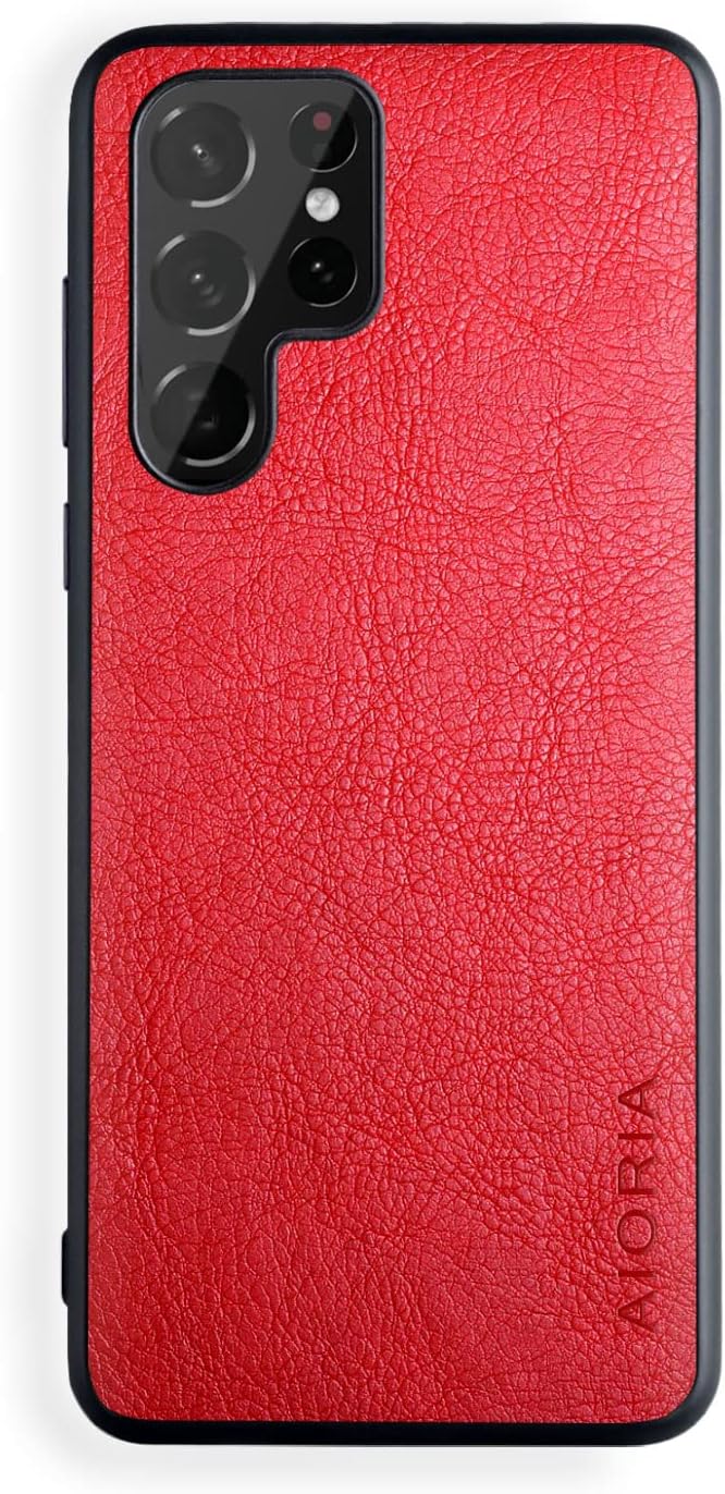 AIORIA Funda para Samsung Galaxy S23 Ultra, pantalla de 6.8 pulgadas, funda de piel sintética de alta calidad, diseño retro de negocios, funda