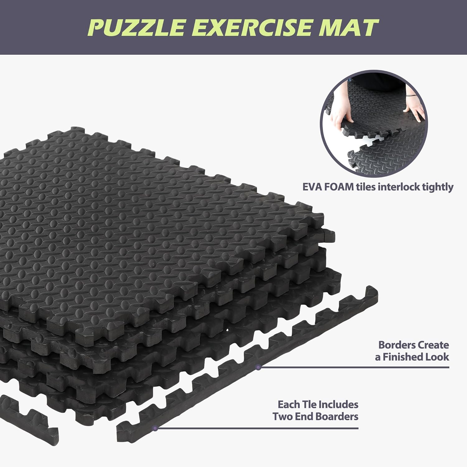 24 Pieces Puzzle Exercise Mat Extra Thick 34 Inches EVA Foam Interlocking Tiles Floor Gymnastics Mat Fitness Equipment Mat for Home Protective
