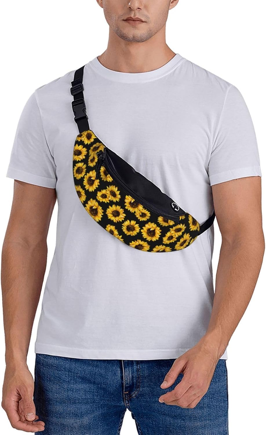 Riñonera casual de moda para hombres y mujeres, cinturón ajustable para viajes, senderismo, ciclismo, correr, festival, carnaval, Negro18