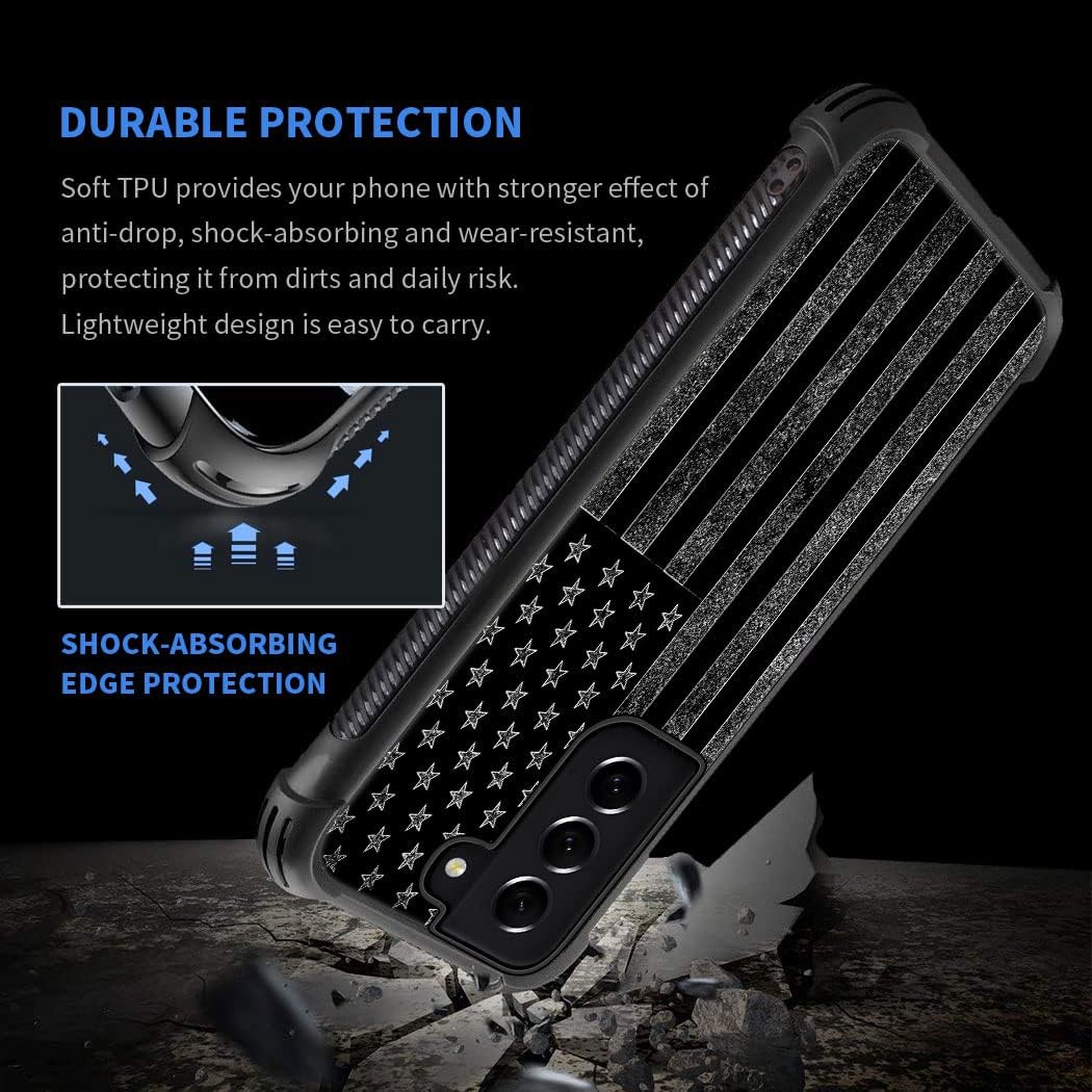 ZHEGAILIAN Funda compatible con Samsung Galaxy S21F, diseño gráfico de bandera estadounidense en blanco y negro, acrílico, a prueba de golpes,