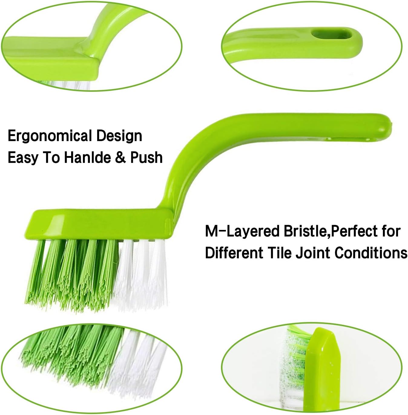 Living&Giving Grout Brush, (4 in 1) Grout Cleaner Brush, Tile Joint Scrub Brush with Handle, Stiff Cleaning Brush for All of The Household Such as