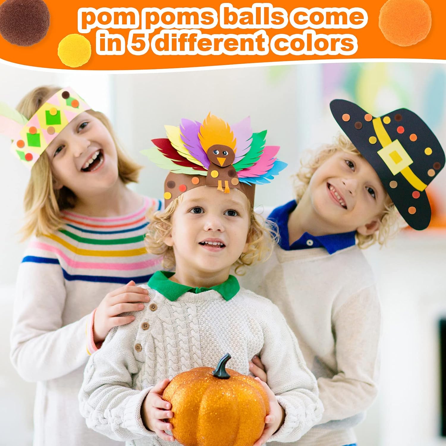 2000 pompones surtidos de 0.39 pulgadas (0.4 in), bolas peludas para manualidades y decoración (serie naranja)