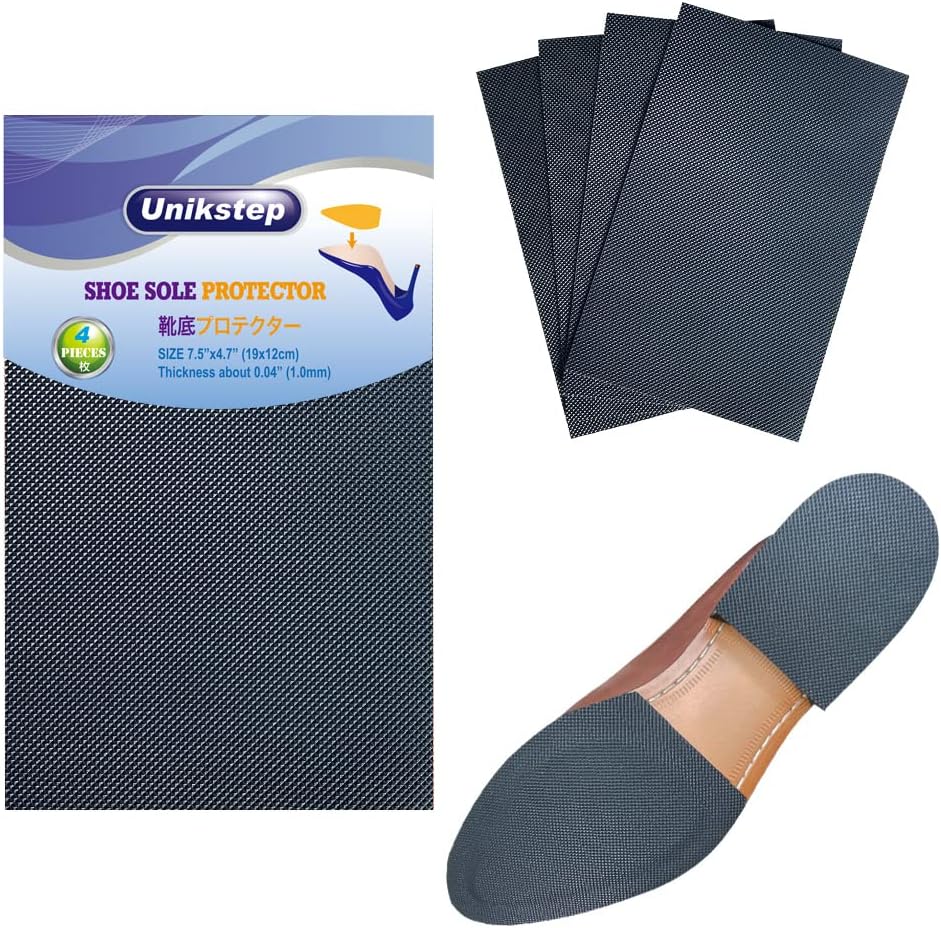 Unikstep Protector de suela de zapatos de 4 piezas antideslizante (Negro)