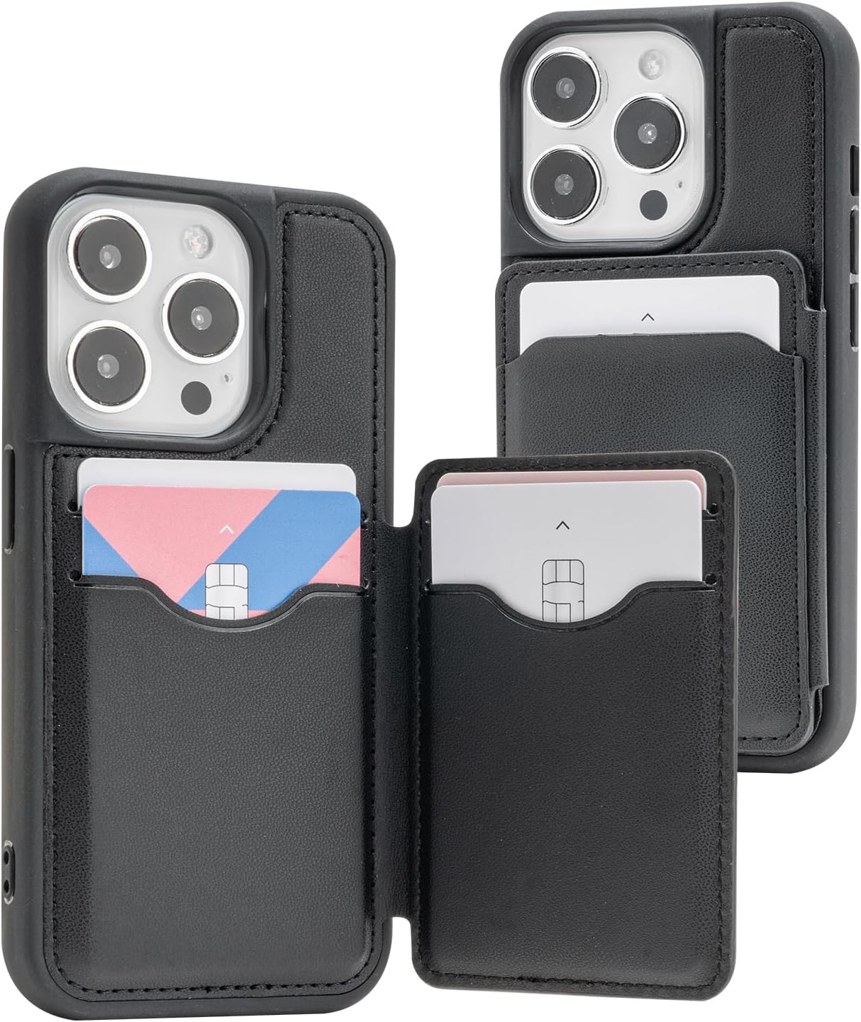 GOOSPERY Balance Fit – Funda para 5 tarjetas, compatible con iPhone 15 Pro, de doble capa, ligera, ultra delgada, de piel sintética cierre magnético