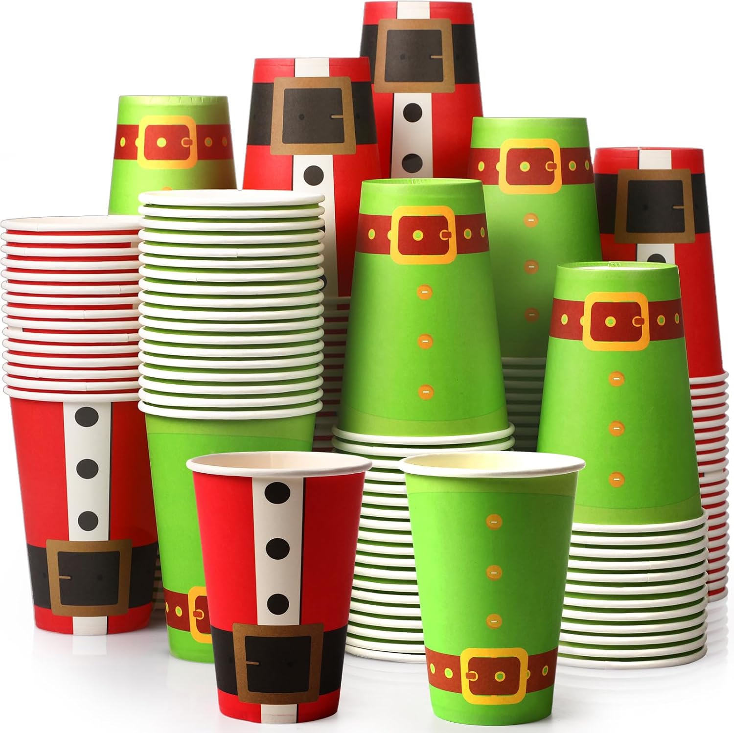 Nuenen 200 tazas de café de Navidad desechables de papel para bebidas navideñas para café, jugo de chocolate, bebidas frías calientes, picnic,