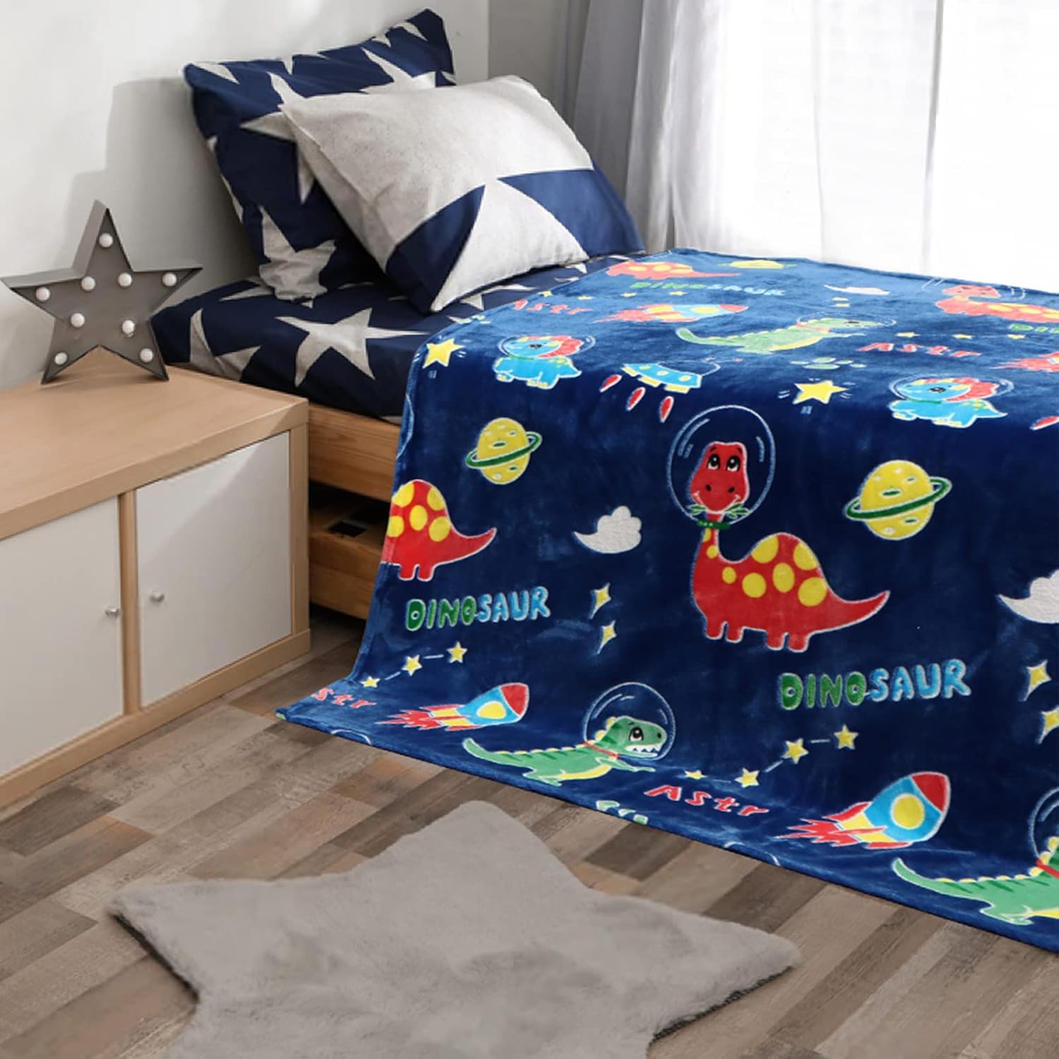 Manta de dinosaurio que brilla en la oscuridad, regalos para niños de 1 a 10 años, mantas suaves de dinosaurio, mantas de fiesta de dinosaurio,