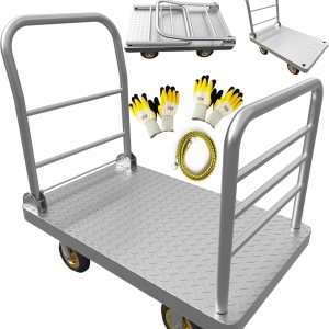 Carrito de camión de plataforma resistente 2 en 1 con barandilla desmontable, carrito de empuje de 2200 libras, carrito de cama plana con ruedas Carrito de camión de plataforma resistente 2 en 1 con barandilla desmontable, carrito de empuje de 2200 libras, carrito de cama plana con ruedas