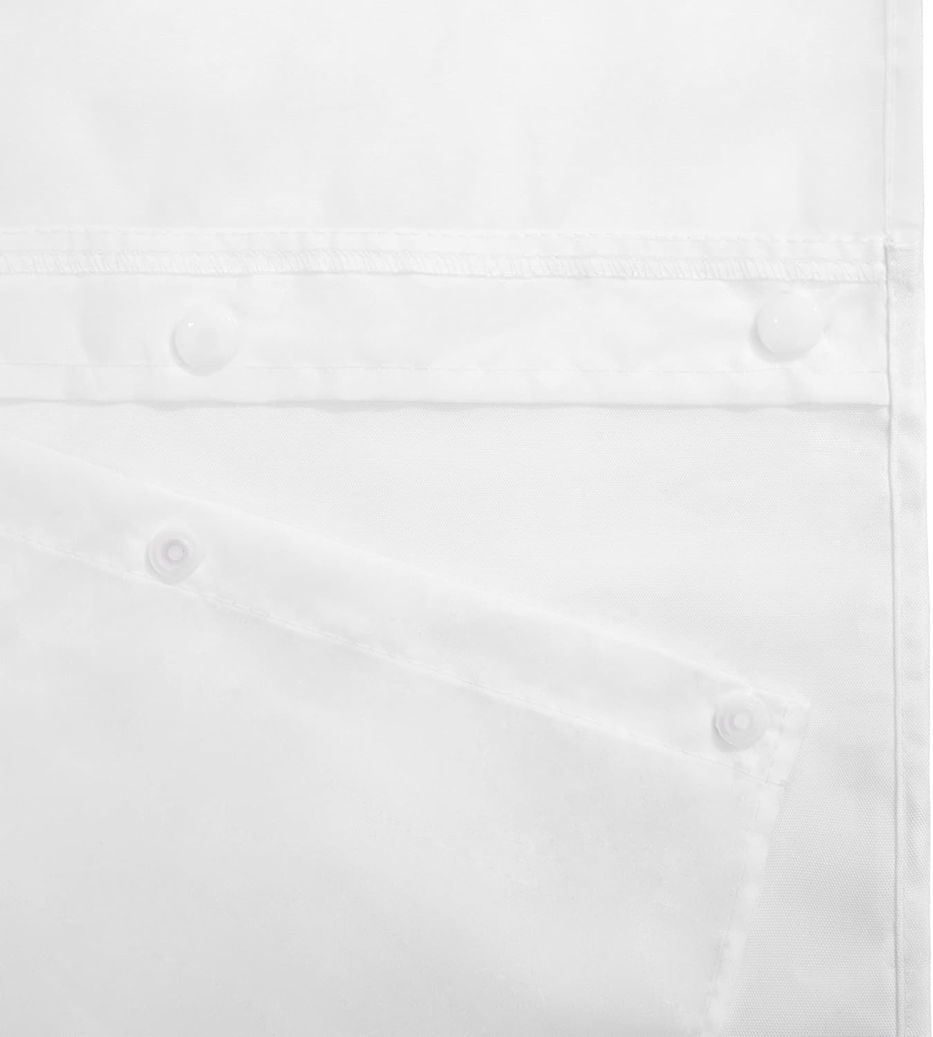 River Dream Cortina de ducha blanca con forro a presión, con rayas blancas satinadas, ventana transparente, con imanes, con ganchos incluidos, 71