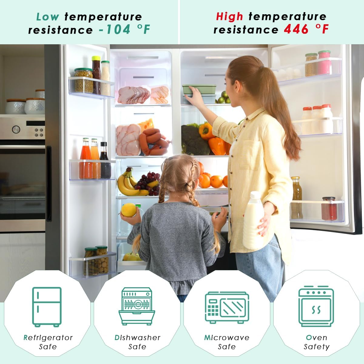 Keweis Caja Bento de silicona, contenedor de 4 compartimentos con tapas, cajas Bento para ensaladas a prueba de fugas, herméticas, aptas para