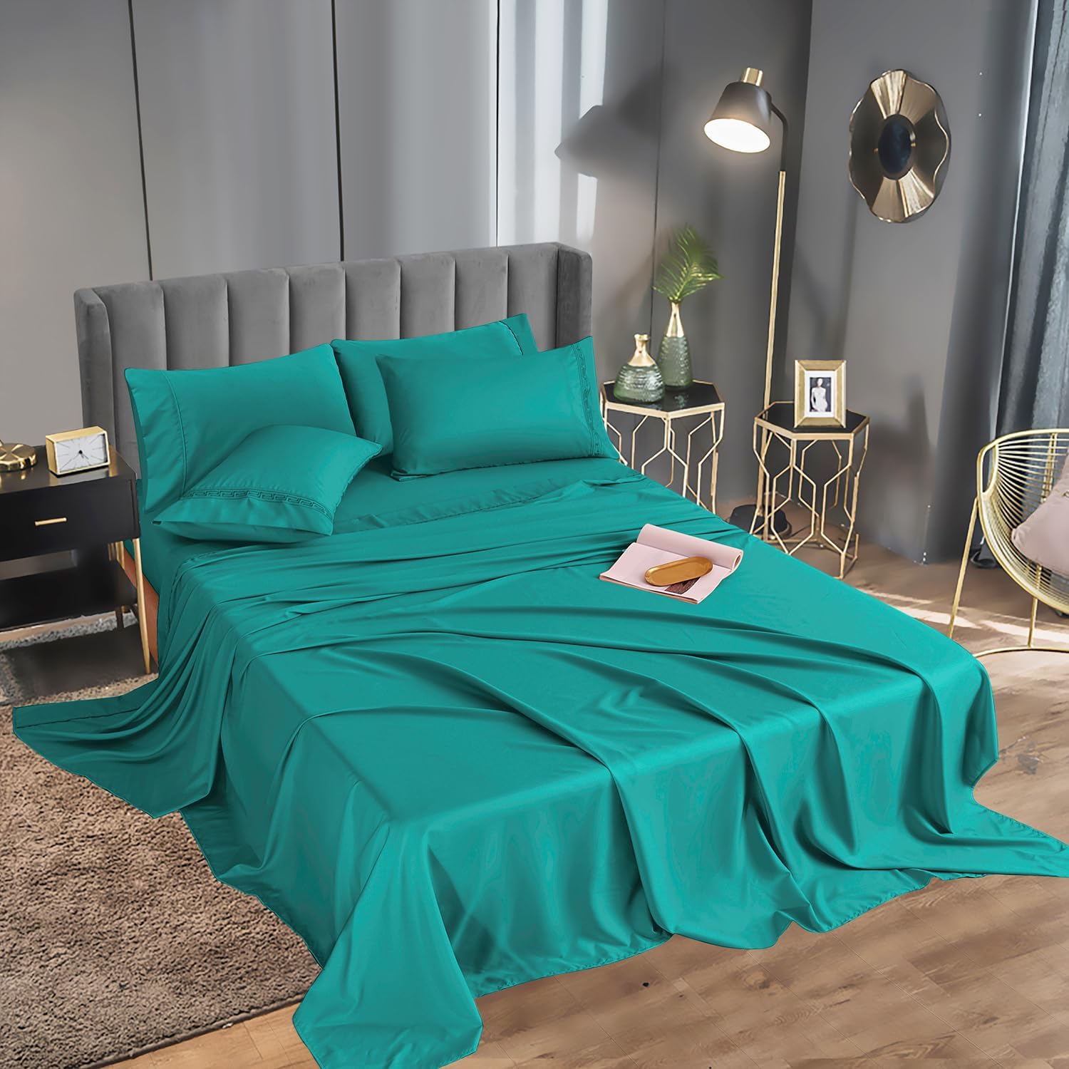 MCO Bedding Full Bed Sheets Set – Rayon Derived from Bamboo Sheets – Cooling Breathable Bedding Set with 16″ Deep Pocket Design (6 Pieces, Full,