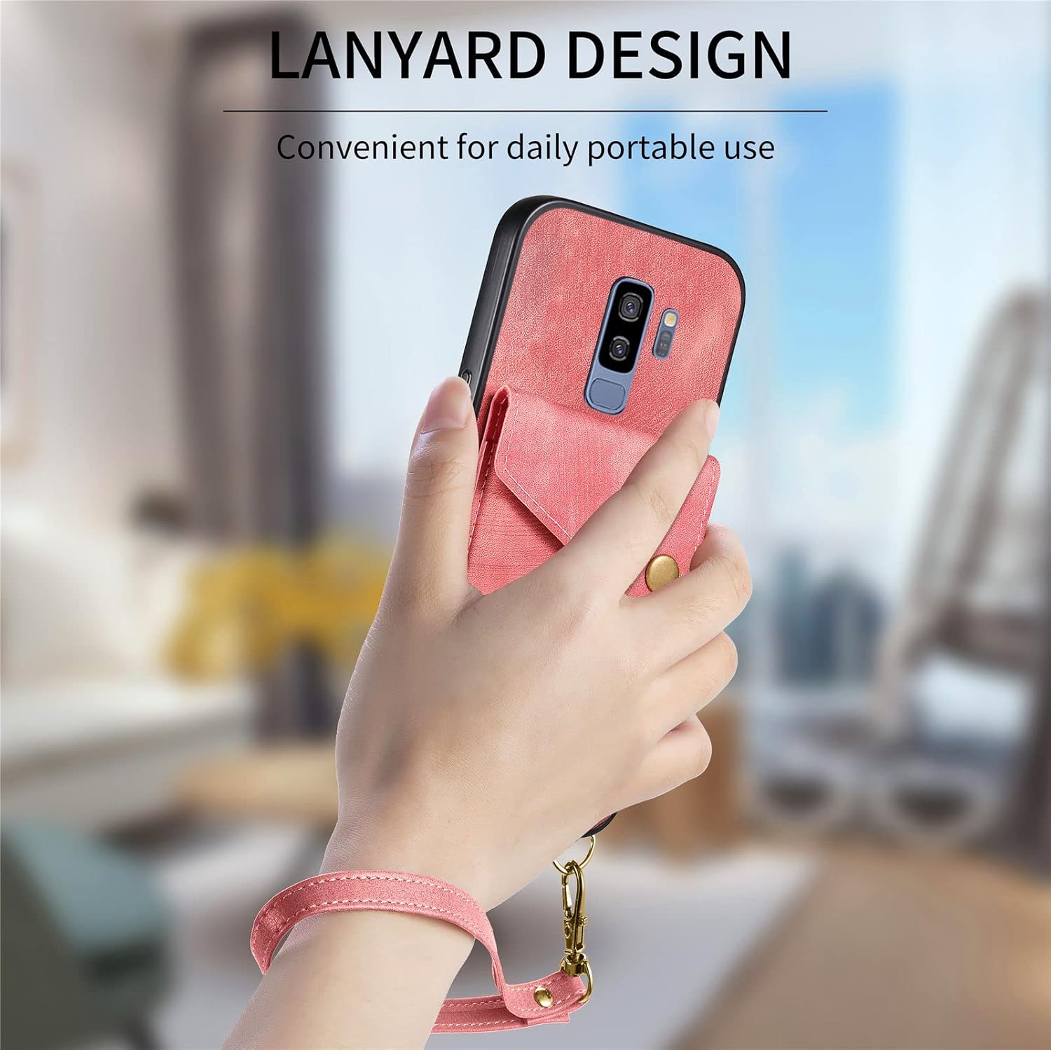 Asuwish Funda de teléfono para Samsung Galaxy S9 Plus con protector de pantalla de vidrio templado y correa para la muñeca, soporte para tarjeta de