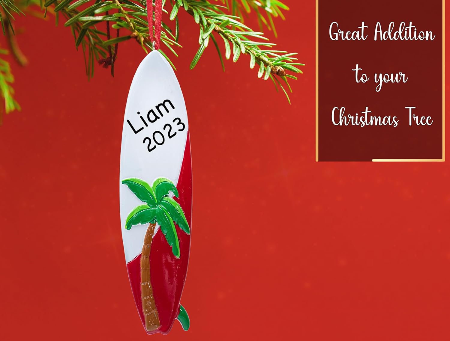Adorno de Navidad personalizado para tabla de surf 2023, personalización gratuita  Tabla de surf de ola, elegante tabla de surf en el océano para
