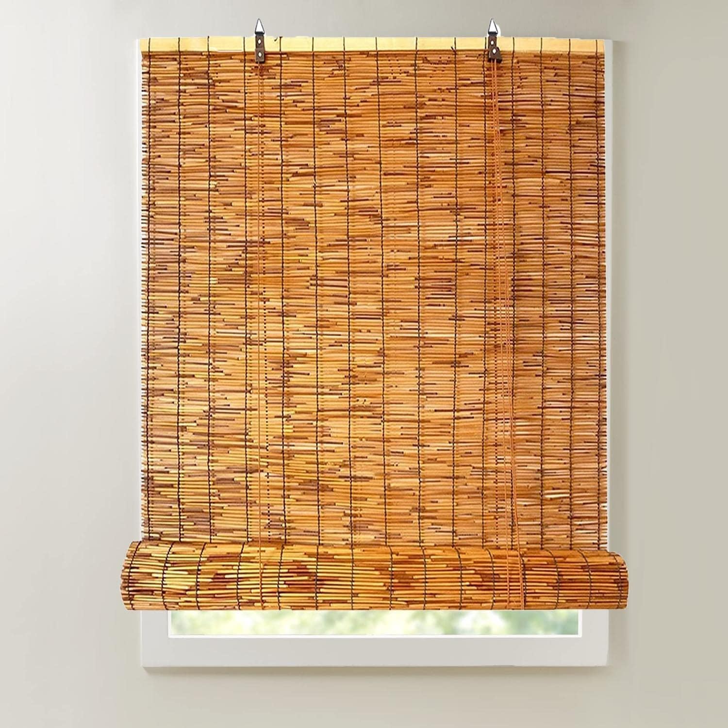 Persianas de bambú para patio, persianas enrollables romanas sin cordones de 24 30 34 36 38 40 42 48 56 60 66 pulgadas de ancho, persianas romanas