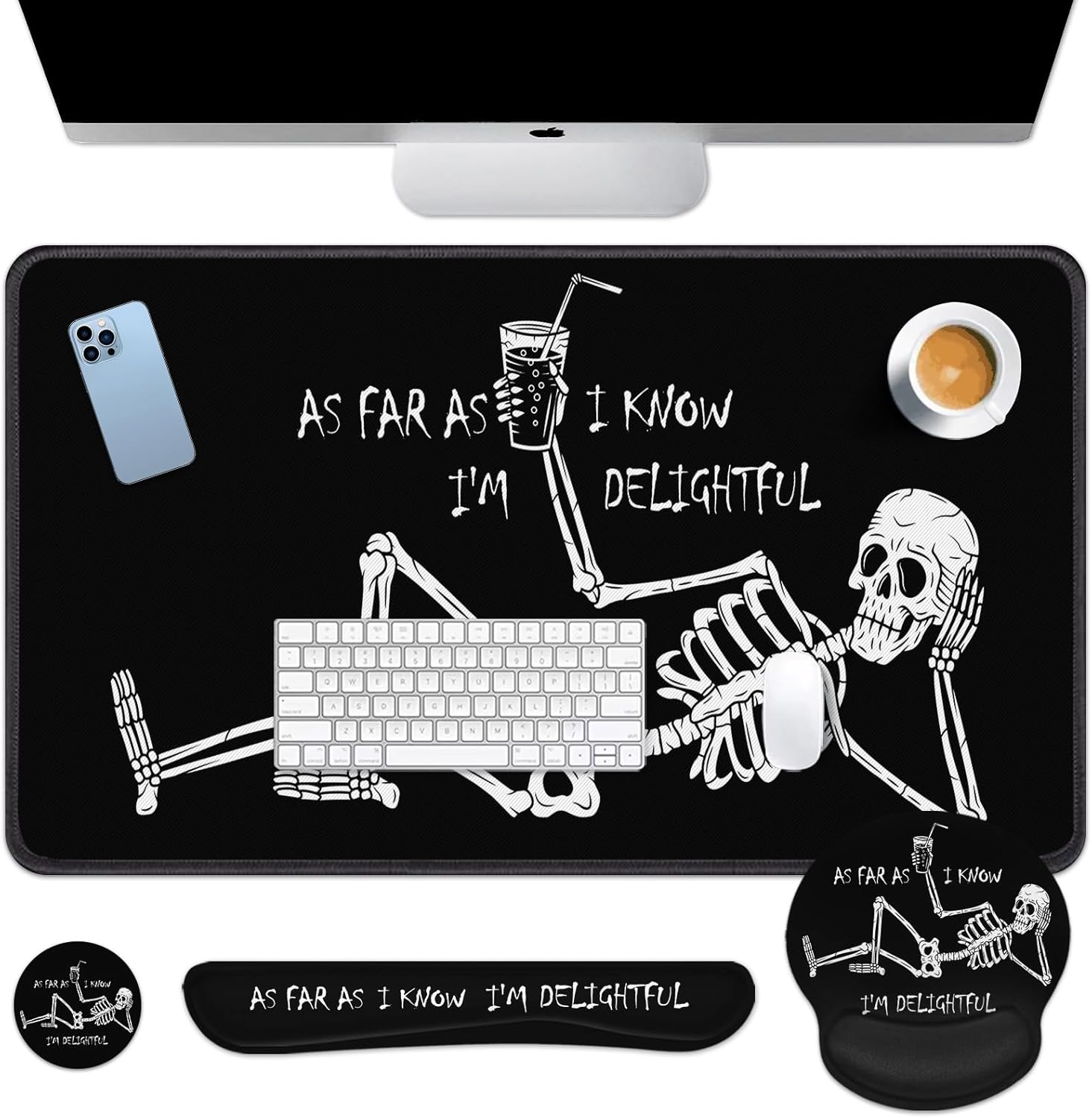 Juego de alfombrillas para teclado y mouse 4 en 1, alfombrilla grande para mouse + reposamuñecas para teclado, reposamuñecas para mouse, juego de