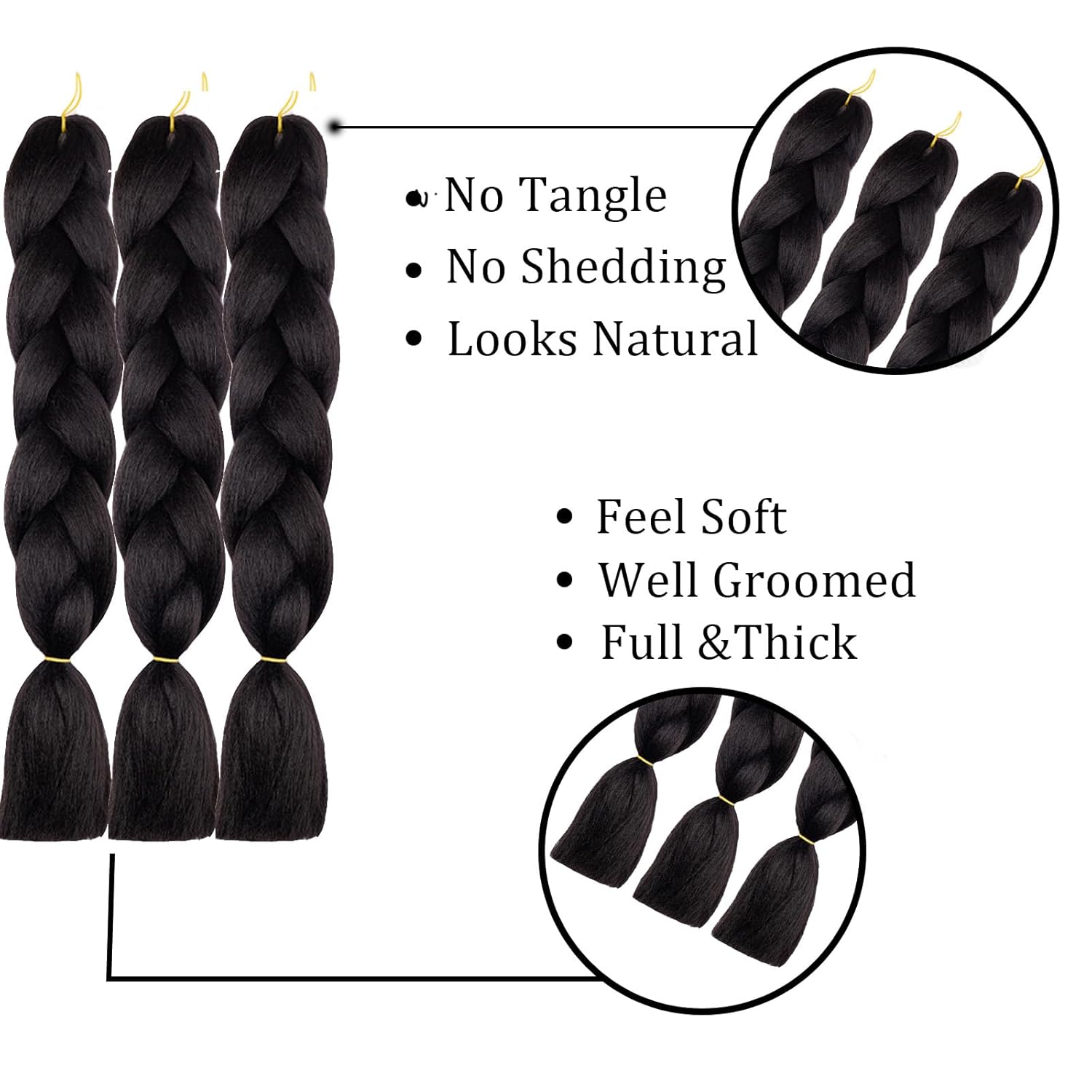 Extensiones de cabello trenzado ombré, paquete de 324 pulgadas, cabello trenzado de fibra de ganchillo para trenzas de caja, extensiones de cabello