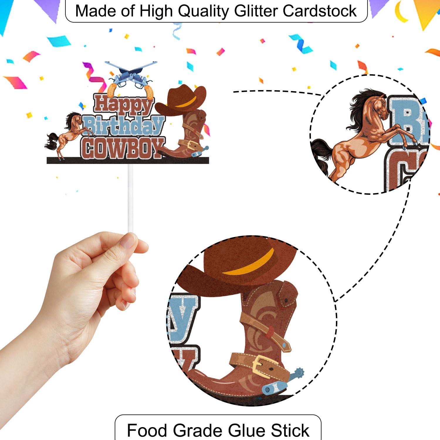 Decoración para pastel de fiesta de cumpleaños del sheriff del salvaje oeste es perfecta como una fiesta de cumpleaños temática de vaquero, fiesta