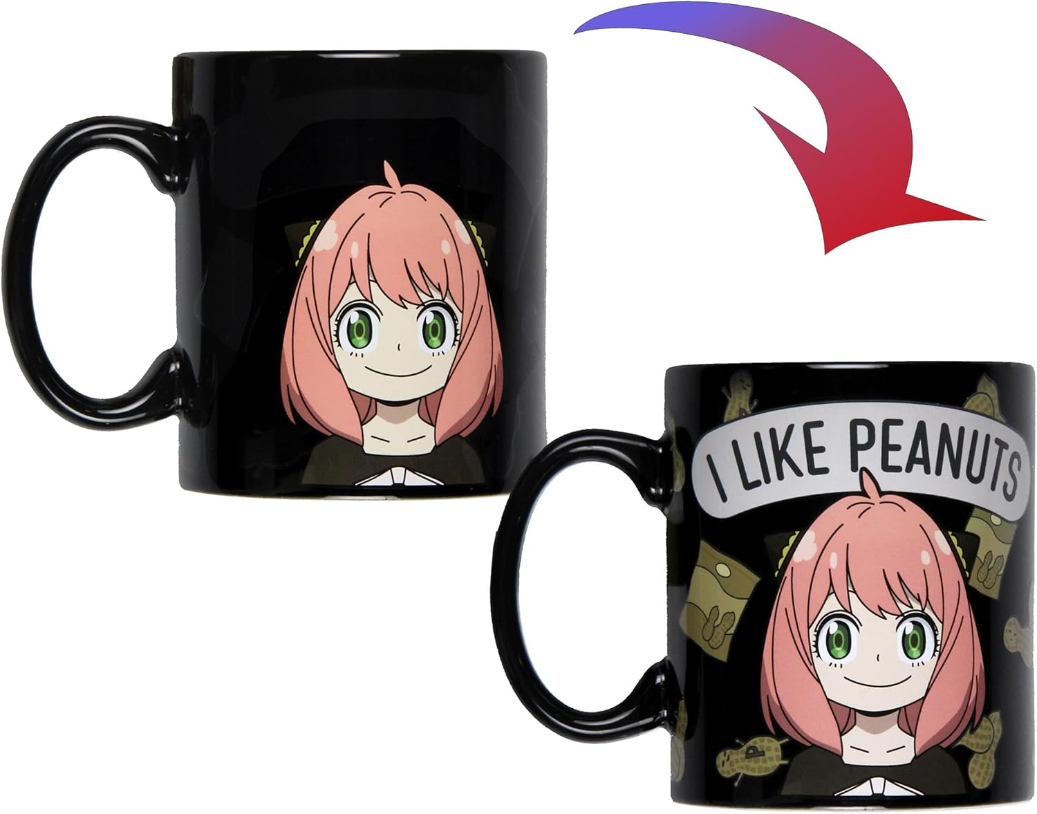 Spy x Family Anime Merch Anya Forger I like Peanuts – Taza de café de cerámica de 16 onzas