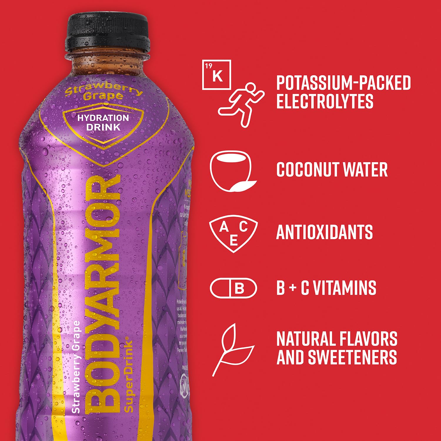 BODYARMOR – Bebida deportiva, Mamba Forever, sabores naturales con vitaminas, electrolitos ricos en potasio, perfecta para deportistas, 20 onzas