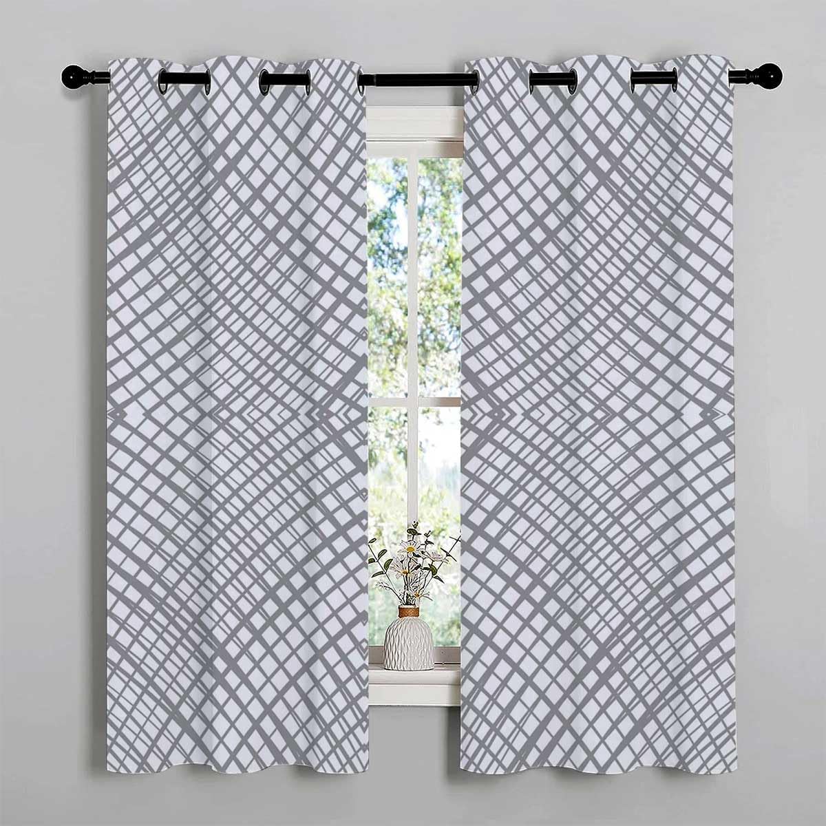 YANFENQI Curtains Clearance Light Color Geometry Lattice Line Modern Divisor De Habitaciones Cortinas para Ventanas De Cuarto 55Inch Width by 55Inch