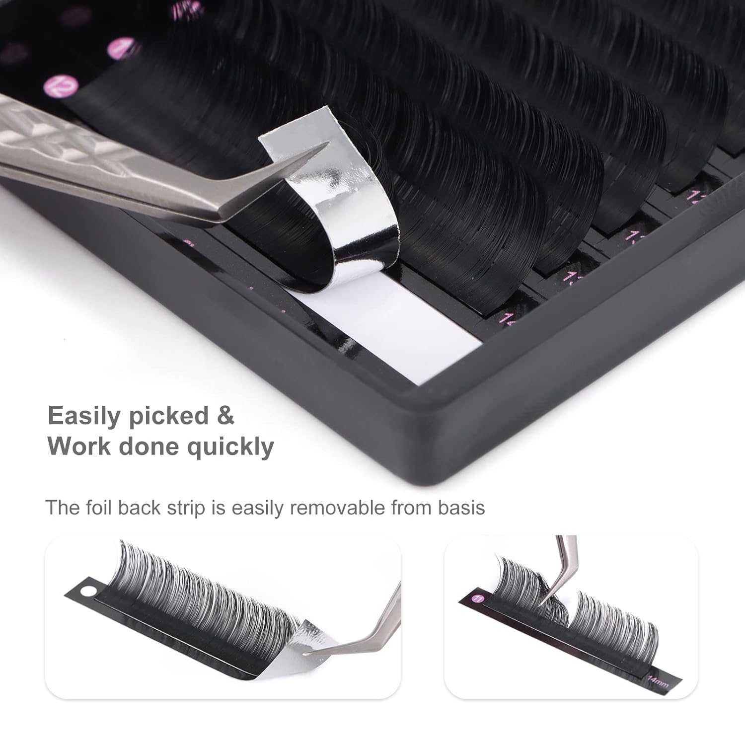 DF – Extensión de pestañas con volumen de 0.05 CC, rizo CC de 0.5-0.78 pulgadas, bandeja mixta, extensiones de pestañas individuales, extensiones de