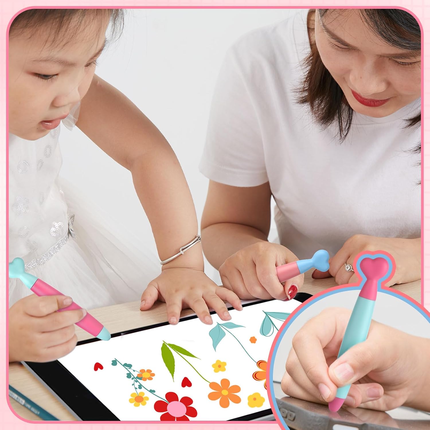 4 lápices capacitivos para pantallas táctiles, con forma de corazón, con agarre cómodo, para smartphones, tabletas, dispositivos de pantalla táctil