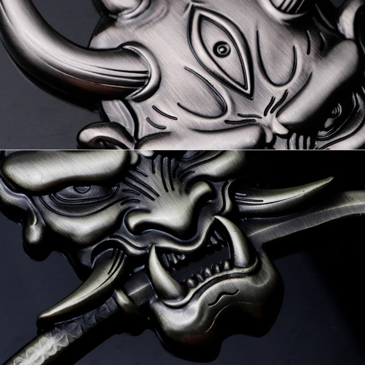 Emblema de metal de calavera Samurai Warrior, emblema de automóvil, decoración de esqueleto 3D, calcomanía de metal para decoración de cola de