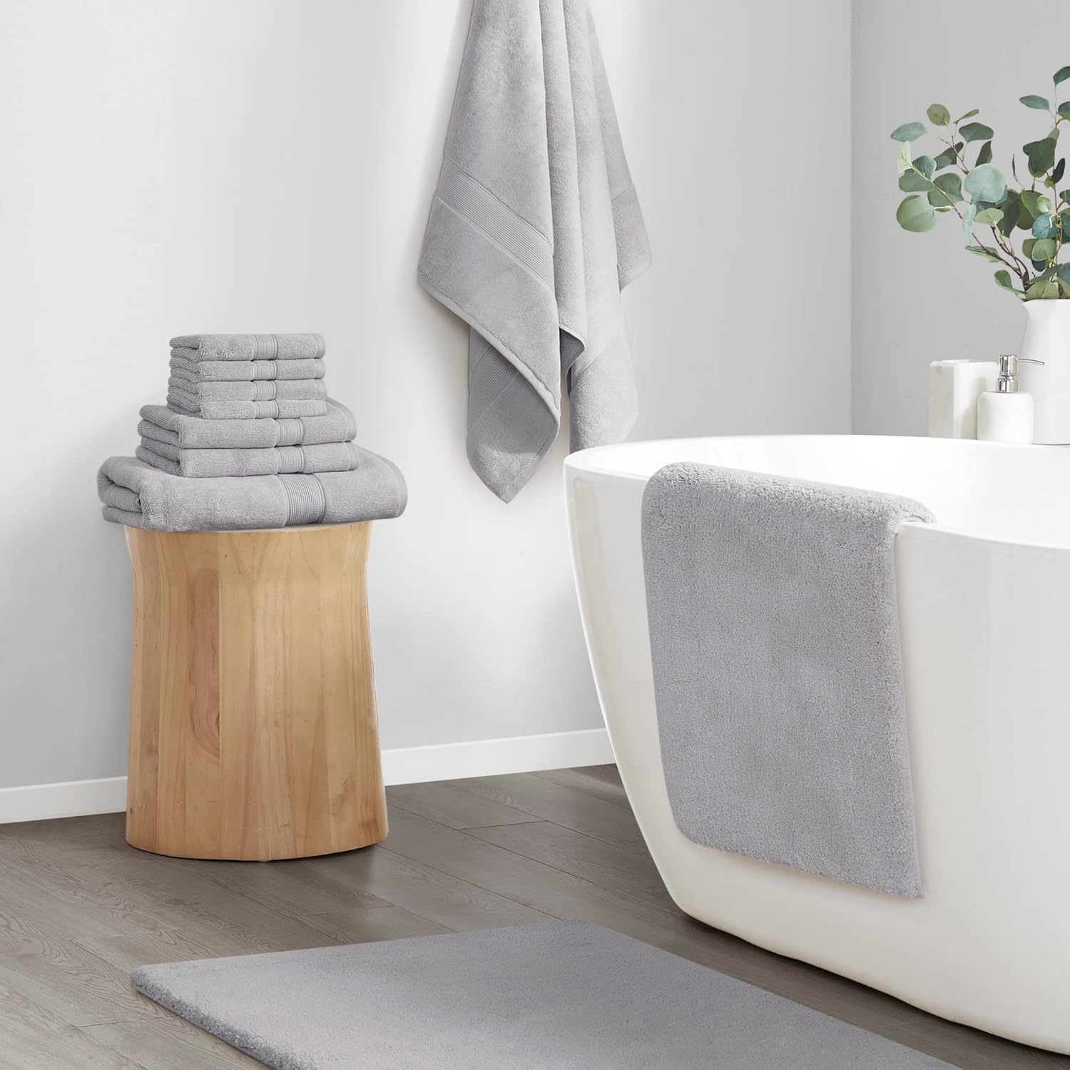 MADISON PARK SIGNATURE Marshmallow – Alfombra de baño antideslizante, de felpa lujosa, absorbente, de secado rápido, diseño de spa, decoración de