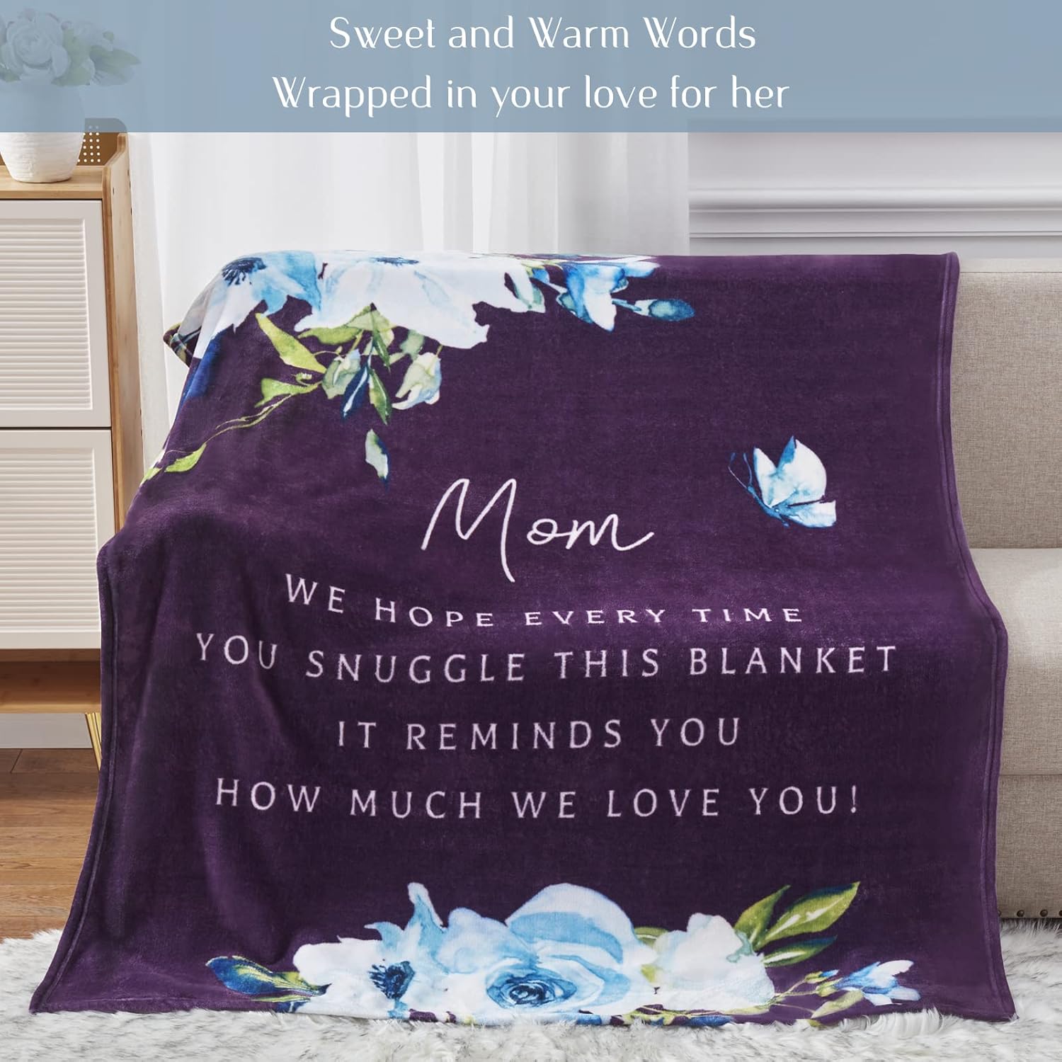 Regalos para el día de San Valentín para mamá, regalos de cumpleaños para mamá de hija, regalos para mamá, regalos de manta con texto en inglés “I