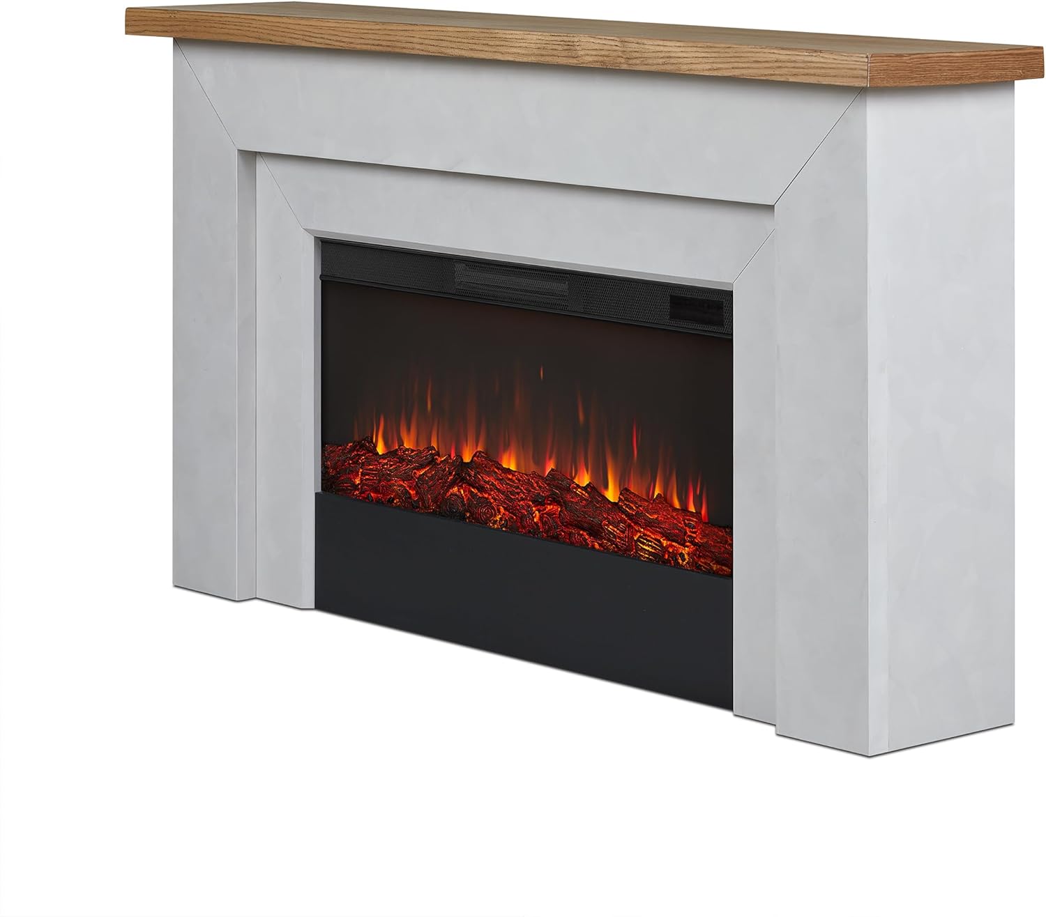 Malie – Soporte para TV con chimenea eléctrica de 68 pulgadas, color gris veneciano Real Flame