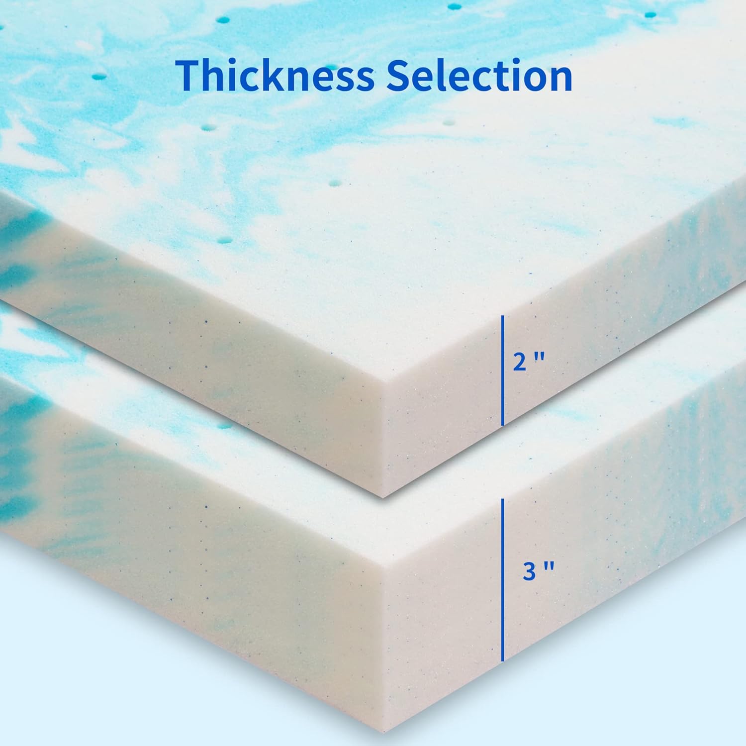 Cubrecolchón de espuma viscoelástica de gel refrescante de 2 pulgadas, tamaño Queen, alivio de presión, cama en una caja, certificado CertiPUR-US