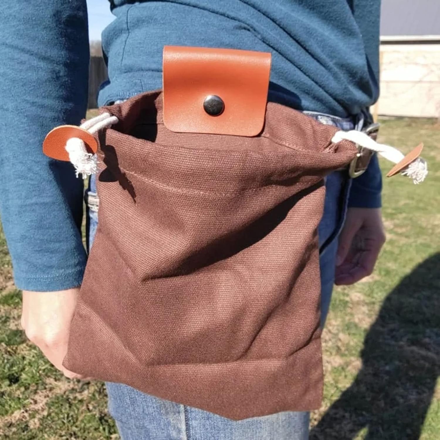 Bushcraft – Bolsa de cuero para cinturón para hombre, bolsa de forraje con lona encerada para viajes, camping, senderismo y equipo de mochilero