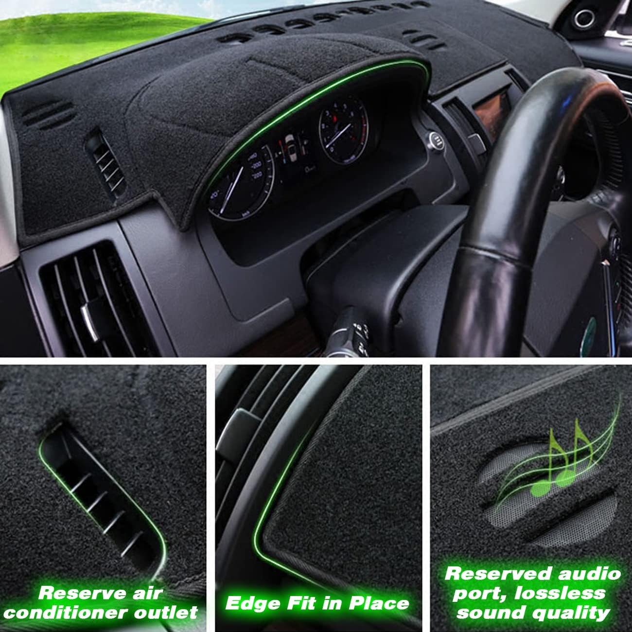 Cubierta de tablero para Toyota Highlander 2014-2019 de franela antideslizante para tablero de automóvil, parasol antideslizante y protector solar