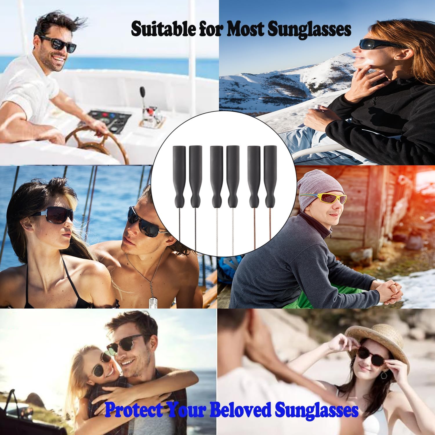 Omnful Correa para lentes  Correa para lentes de sol, retenedor de gafas, sin cola de alambre, correas para gafas, para hombres, mujeres y niños (3