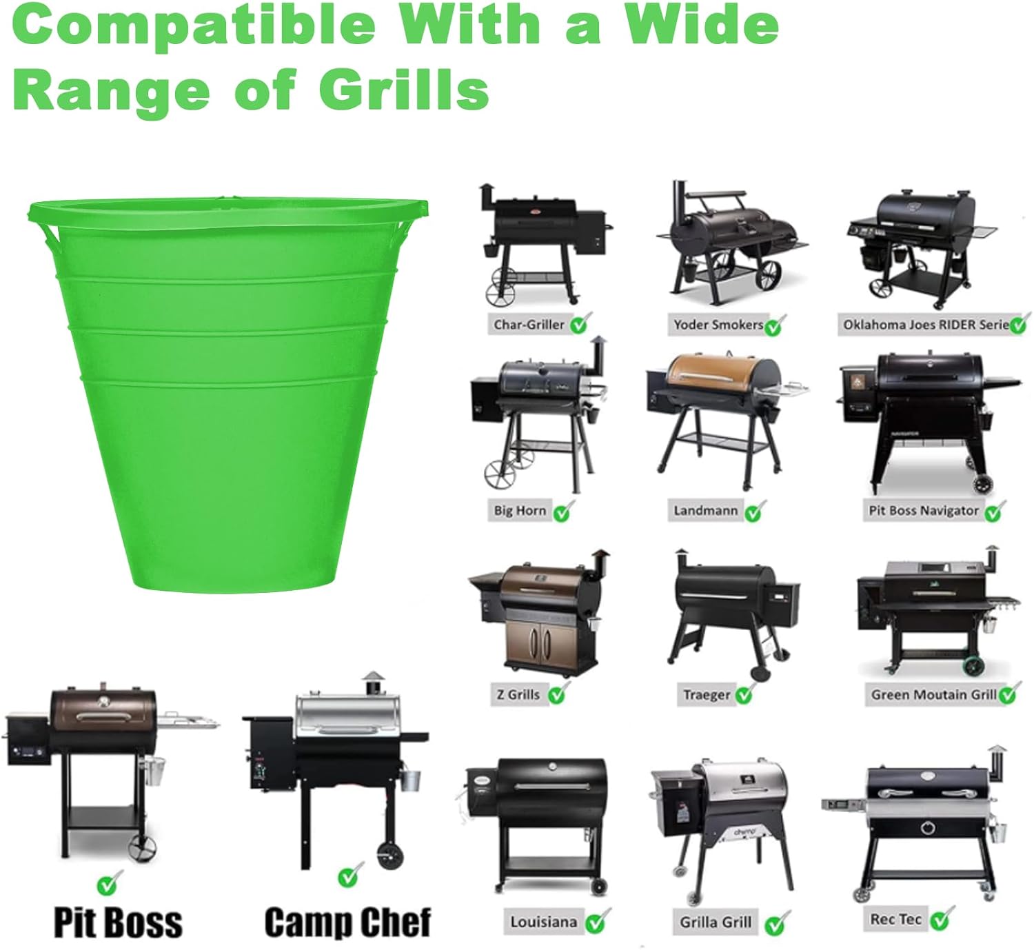 2 forros de silicona para cubeta de grasa compatibles con Traeger Pro Series 575780, 202234, Ironwood 650885 y Z Grills, Pit Boss, etc., forro de