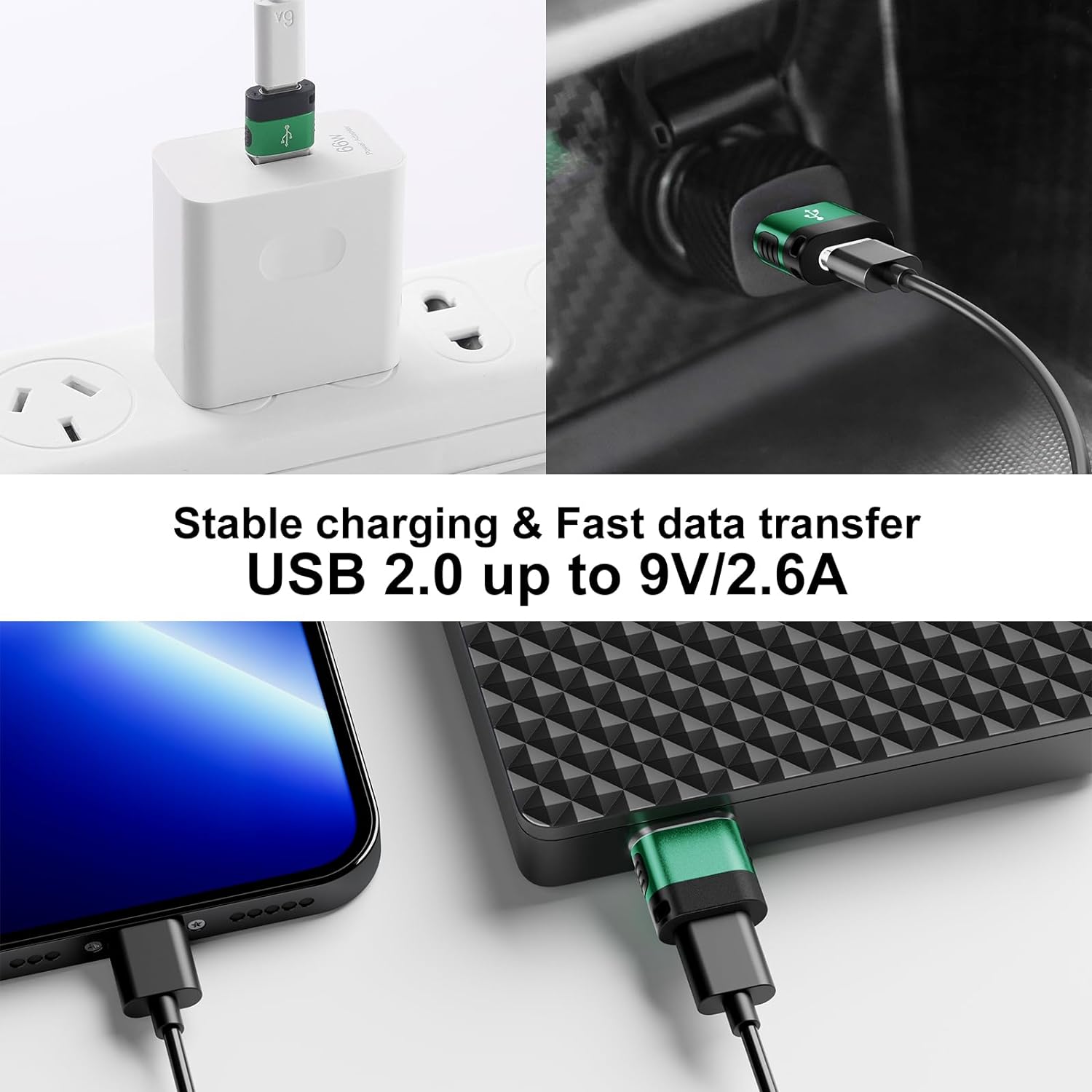 BaseNew Paquete de 8 adaptadores USB a USB C, adaptador USB A a USB C, adaptador USB C a USB, adaptador USB a C, adaptador USB C a A, convertidor
